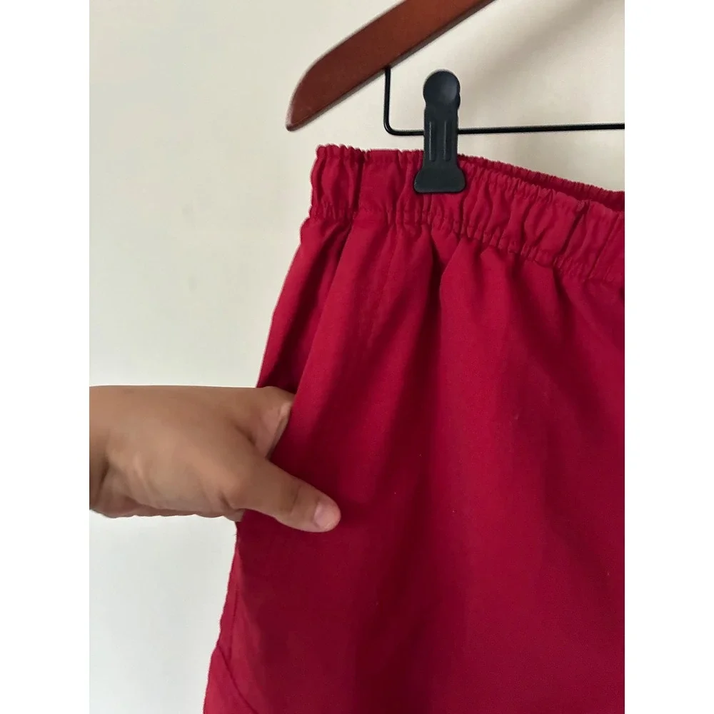 White Sierra Mens Red Cargo Swim Trunks Board Shorts Elastic Waist Mesh L